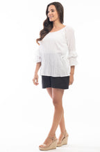 White Frill Sleeve Cotton Top