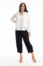White Linen Blend Frayed Jacket