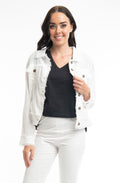 White Linen Mix Frayed Jacket