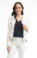 White Linen Mix Frayed Jacket
