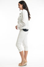 White Linen Mix Frayed Jacket