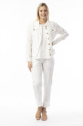 White Linen Mix Frayed Jacket
