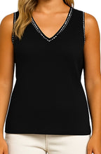 Black Ribbed Vest Top With Detailed Edging