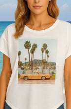 Diamanté and Layered Car and Palm Tree T Shirt