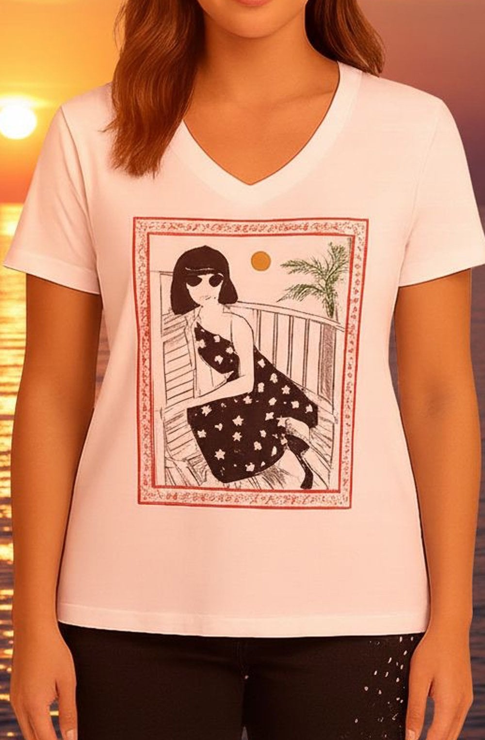Diamanté and Sequin Lady T Shirt