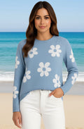 Dusty Blue Flower Jumper
