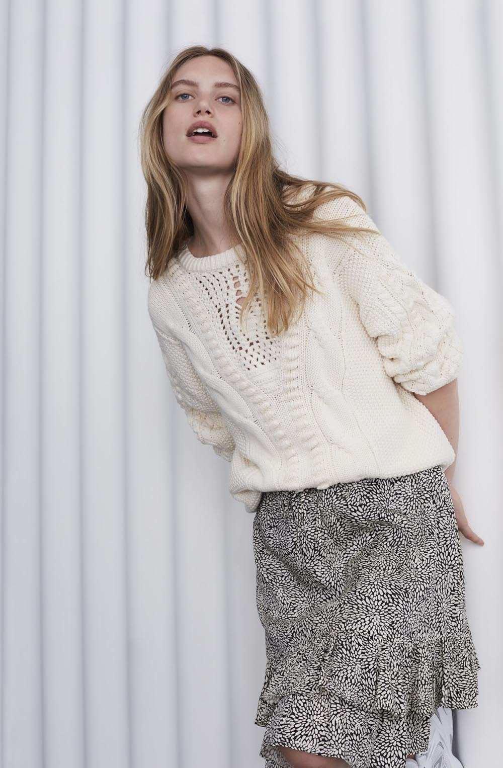 Abstract Floral Ruffle Skirt