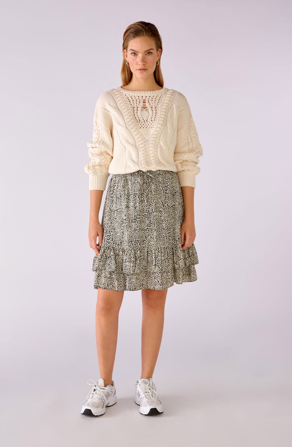 Abstract Floral Ruffle Skirt