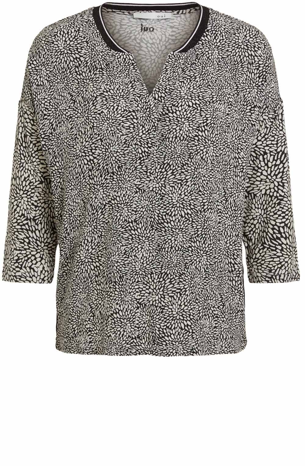 Abstract Floral V Neck Blouse