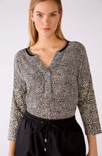 Abstract Floral V Neck Blouse