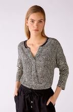 Abstract Floral V Neck Blouse