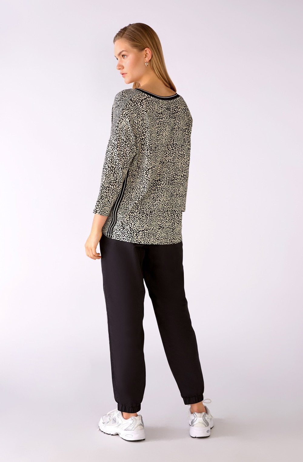 Abstract Floral V Neck Blouse