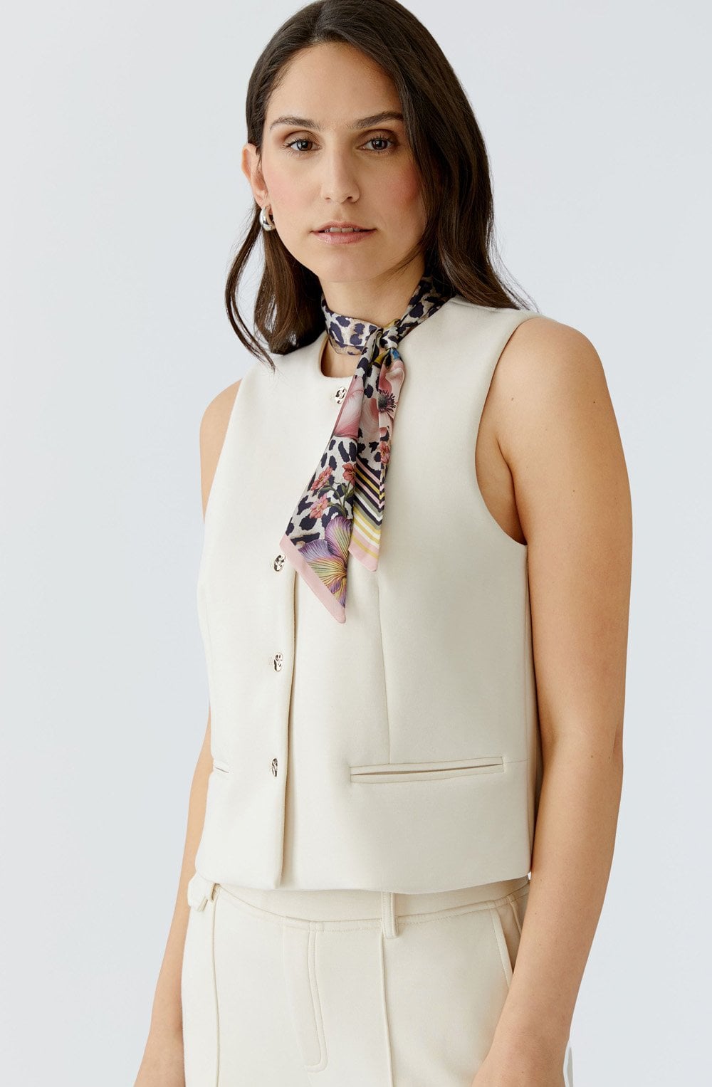 Animal Print and Floral Silk Touch Slim Scarf