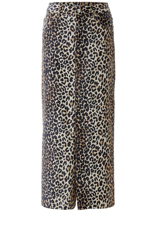 Animal Print Denim Maxi Skirt