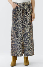 Animal Print Denim Maxi Skirt