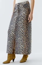 Animal Print Denim Maxi Skirt