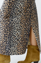 Animal Print Denim Maxi Skirt