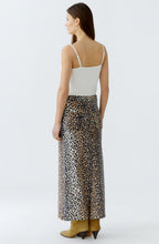 Animal Print Denim Maxi Skirt
