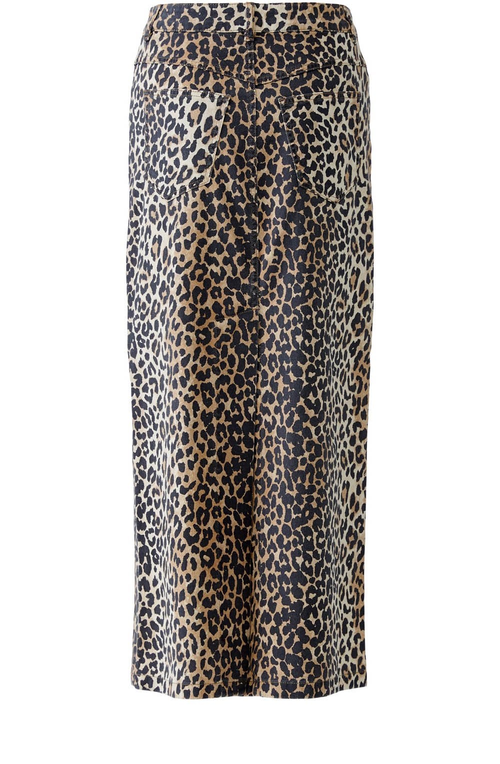 Animal Print Denim Maxi Skirt