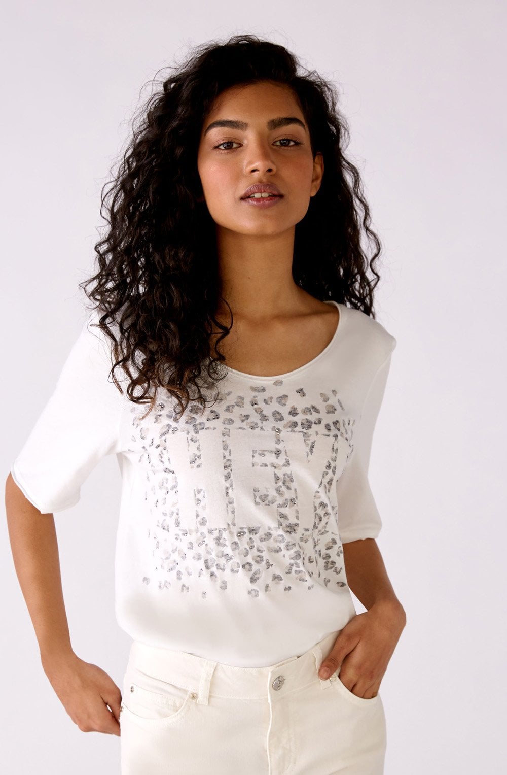 Animal Print Hey Slogan T Shirt