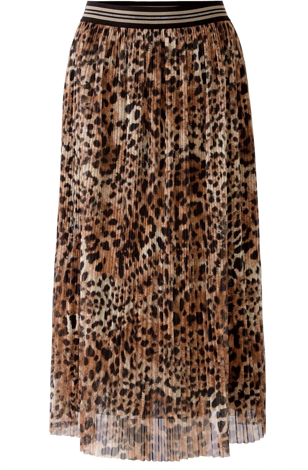 Animal Print Plise Midi Skirt