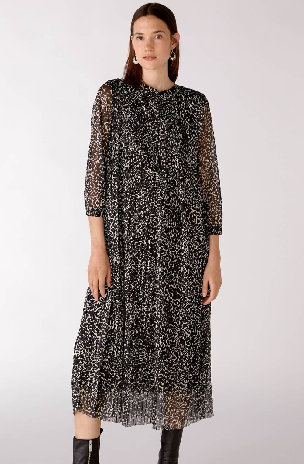 Animal Print Semi Sheer Full Length Dress