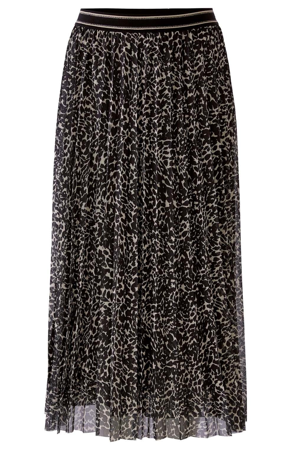 Animal Print Semi Sheer Pleated Skirt