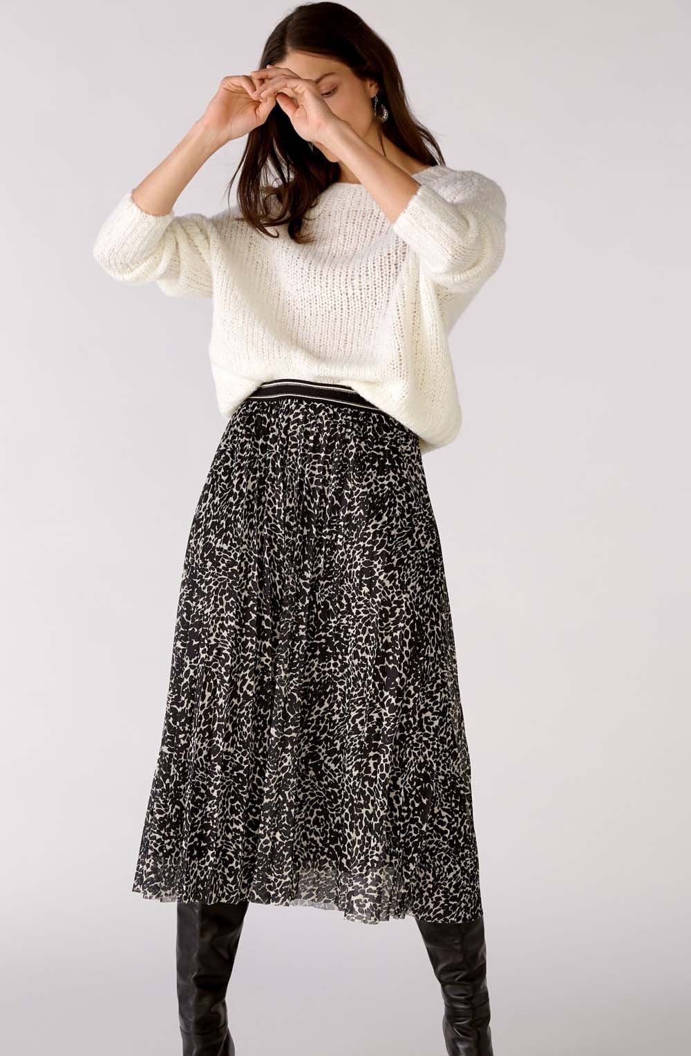 Animal Print Semi Sheer Pleated Skirt