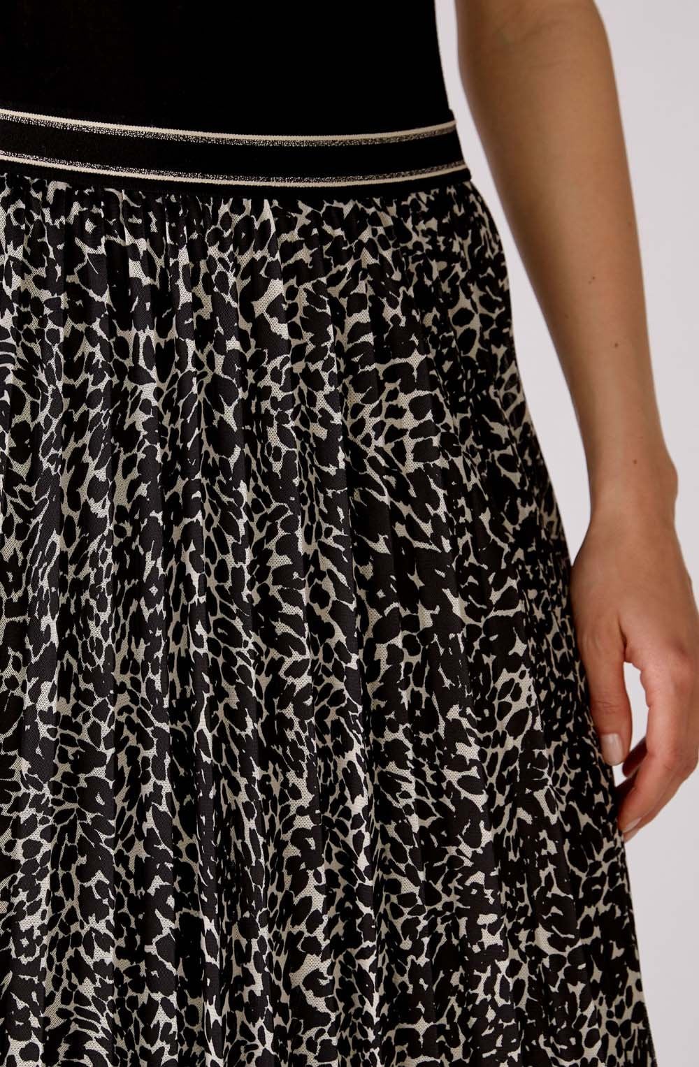 Animal Print Semi Sheer Pleated Skirt