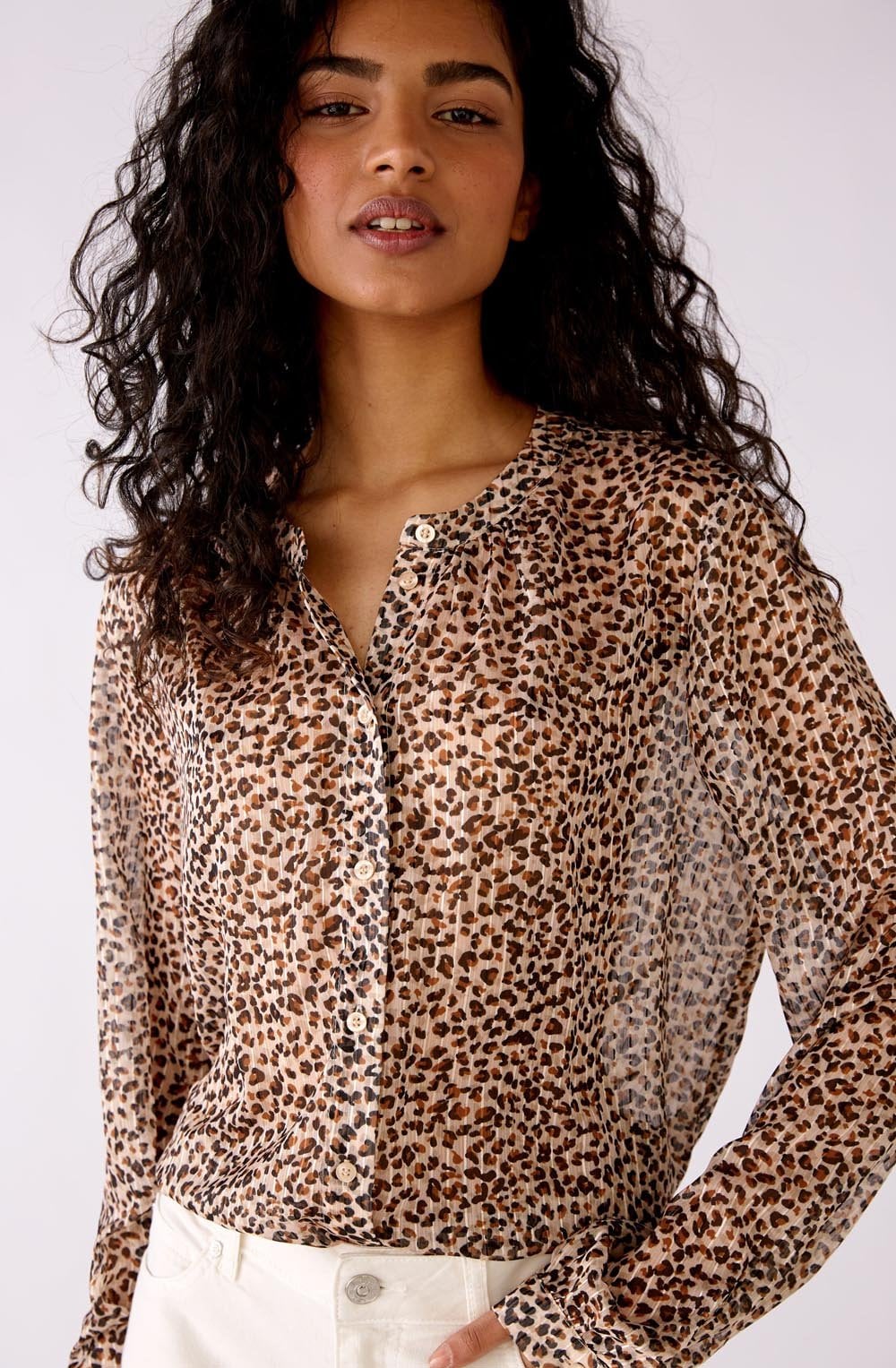 Animal Print Sheer Blouse