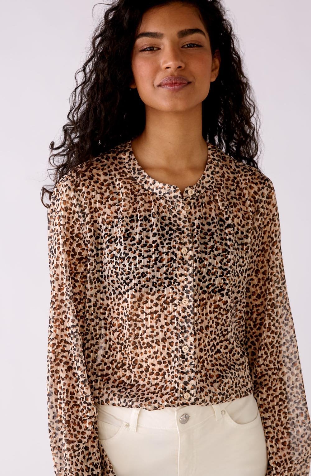 Animal Print Sheer Blouse