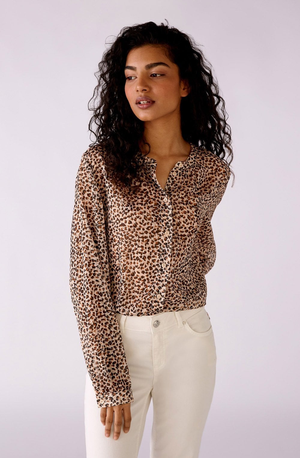 Animal Print Sheer Blouse