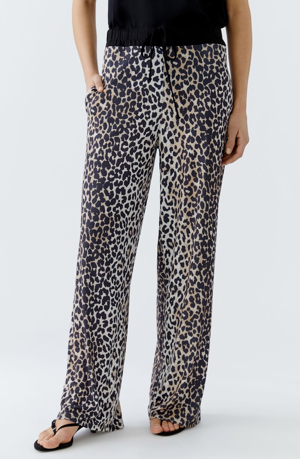 Animal Print Silk Touch Wide Leg Trousers