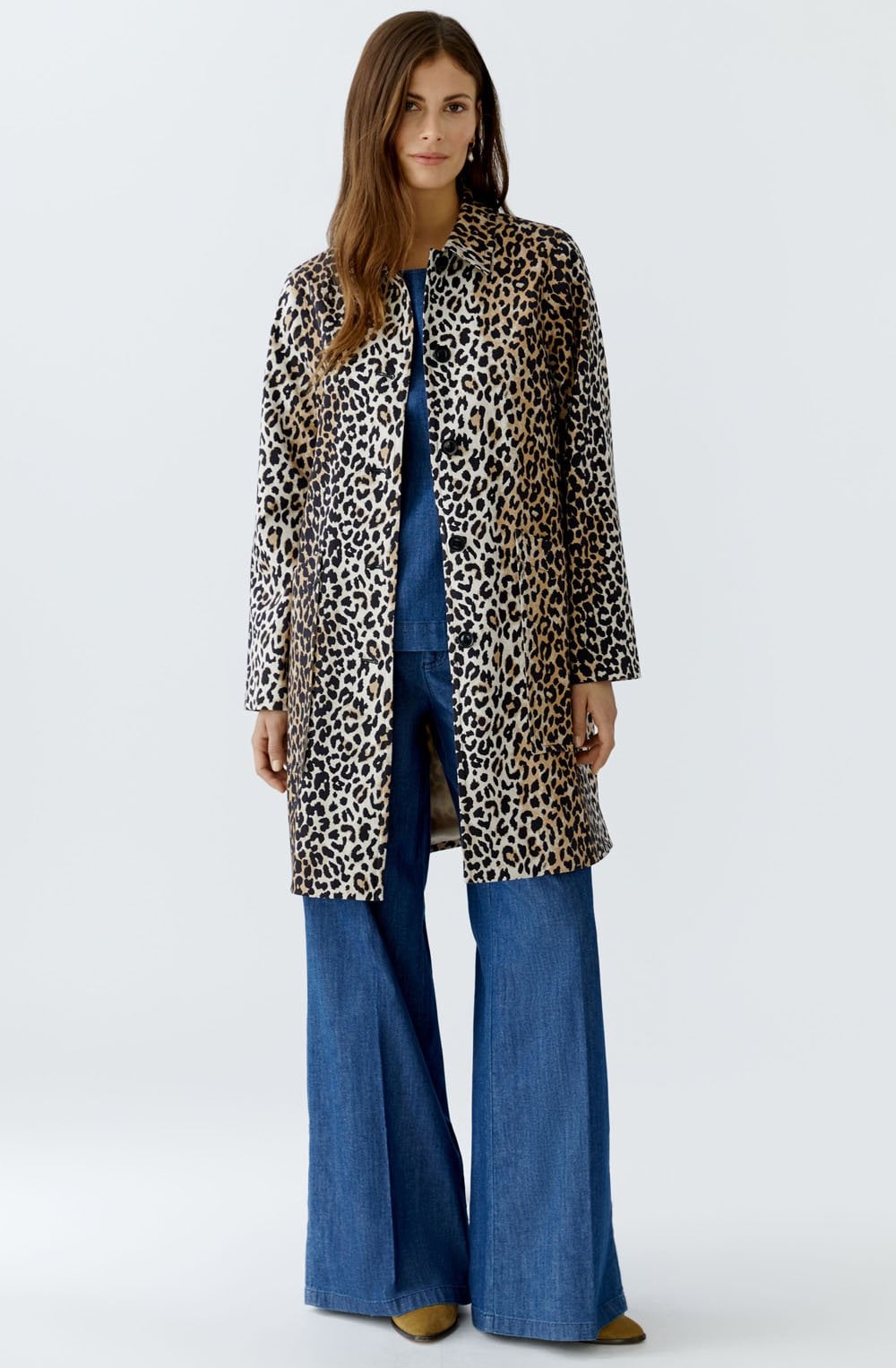 Animal Print Straight Cut Coat