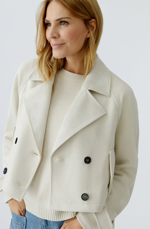 Antique White Suede Effect Jacket