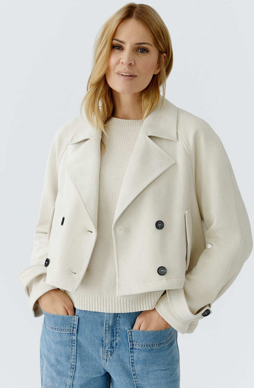 Antique White Suede Effect Jacket