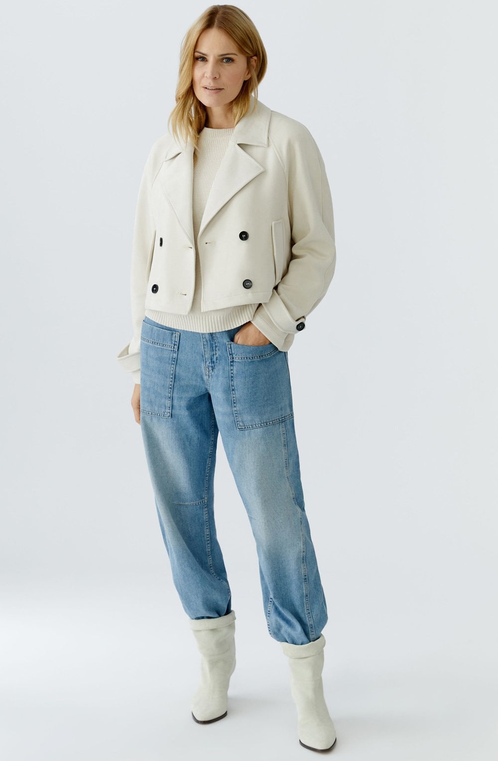 Antique White Suede Effect Jacket