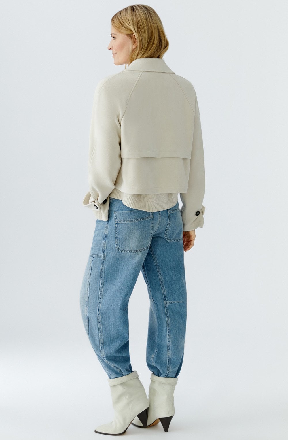Antique White Suede Effect Jacket