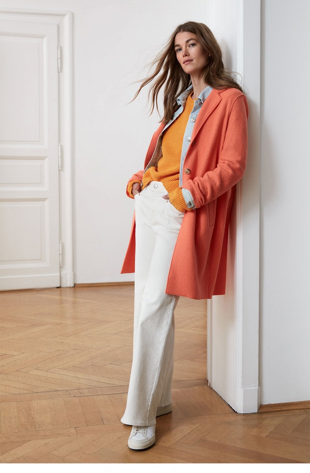 Apricot Boiled Wool Coat