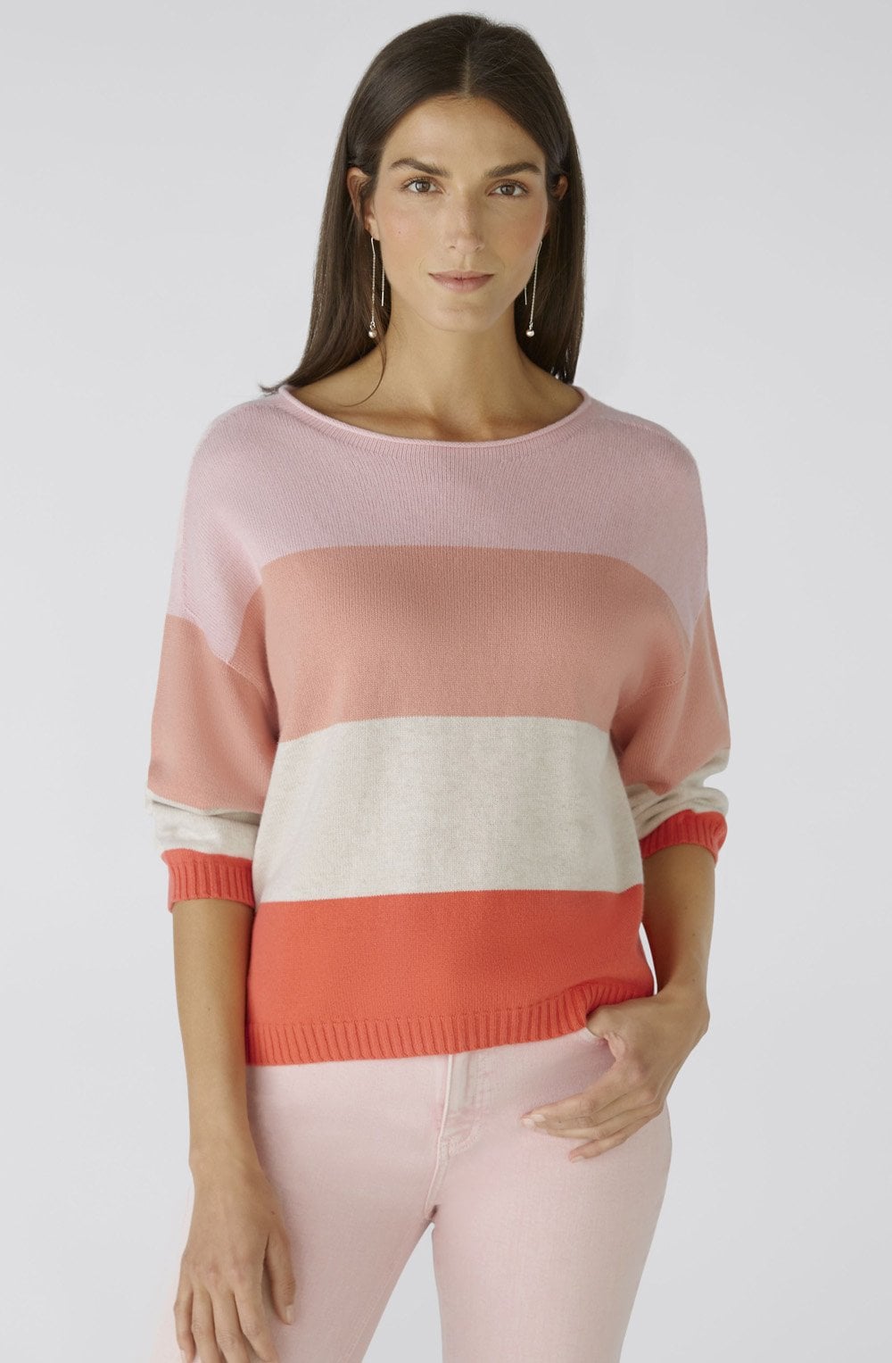Apricot Camel Striped Casual Jumper