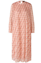 Apricot Red Pleated Mesh Dress