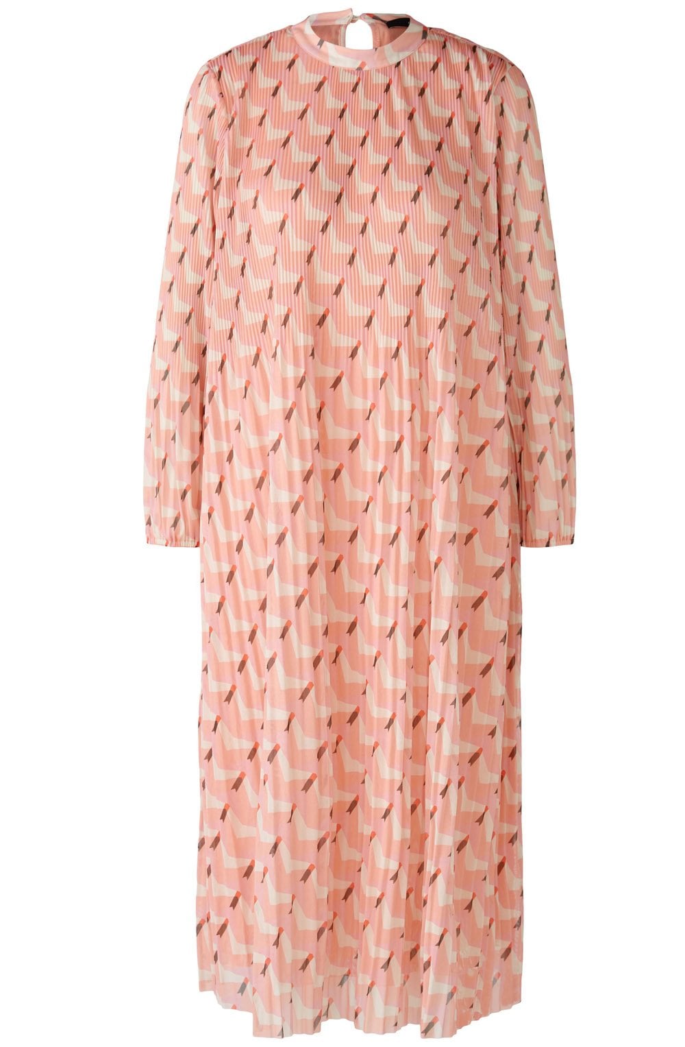Apricot Red Pleated Mesh Dress