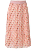 Apricot Red Semi Sheer Pleated Skirt