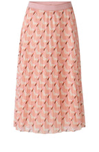 Apricot Red Semi Sheer Pleated Skirt