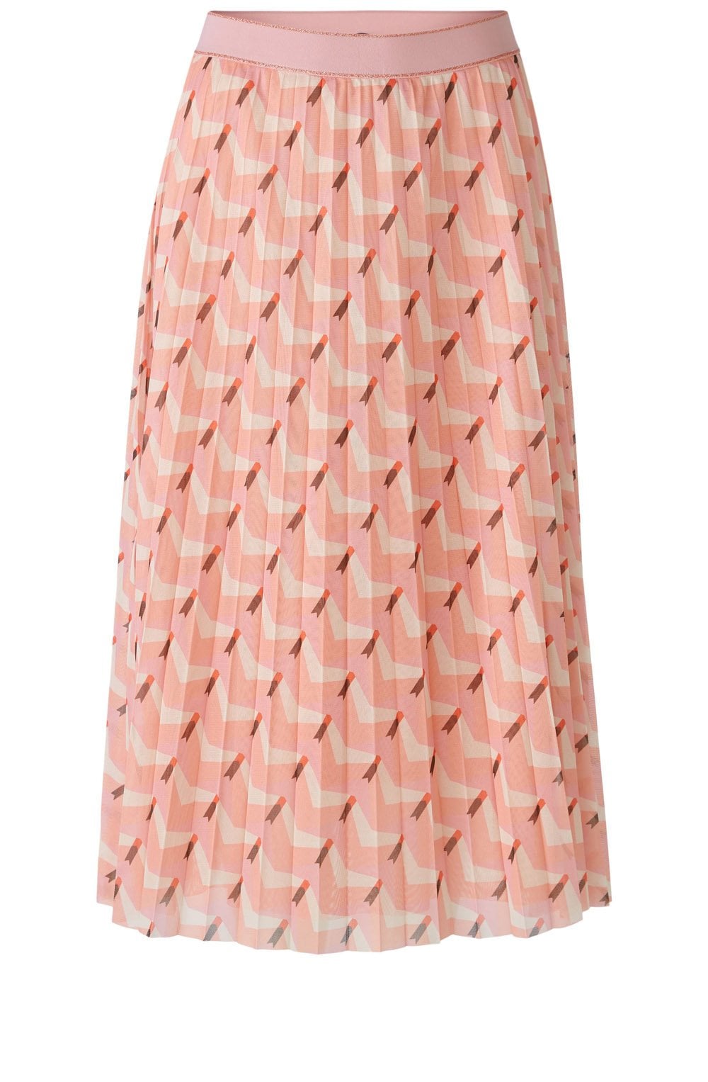 Apricot Red Semi Sheer Pleated Skirt