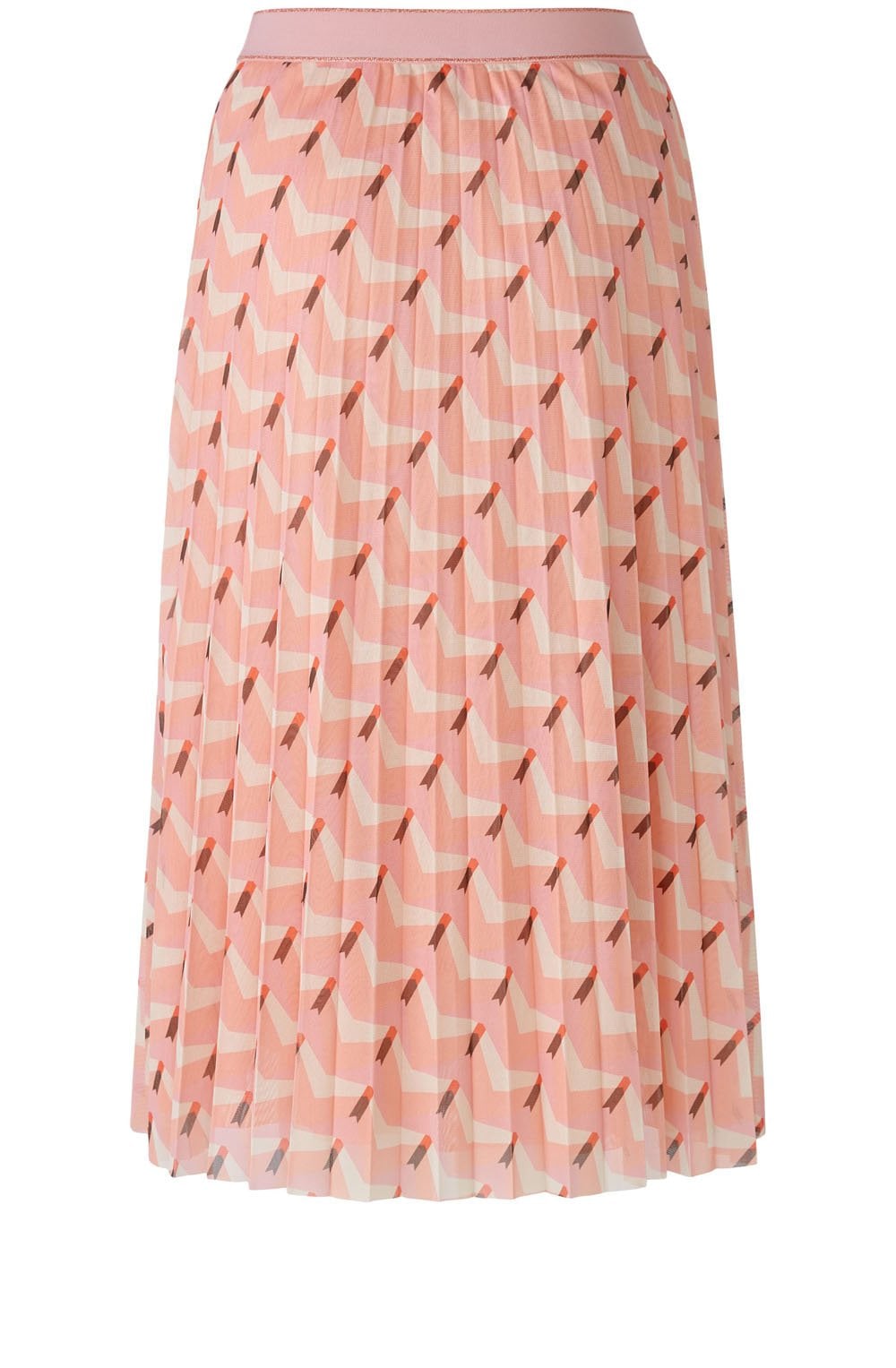 Apricot Red Semi Sheer Pleated Skirt