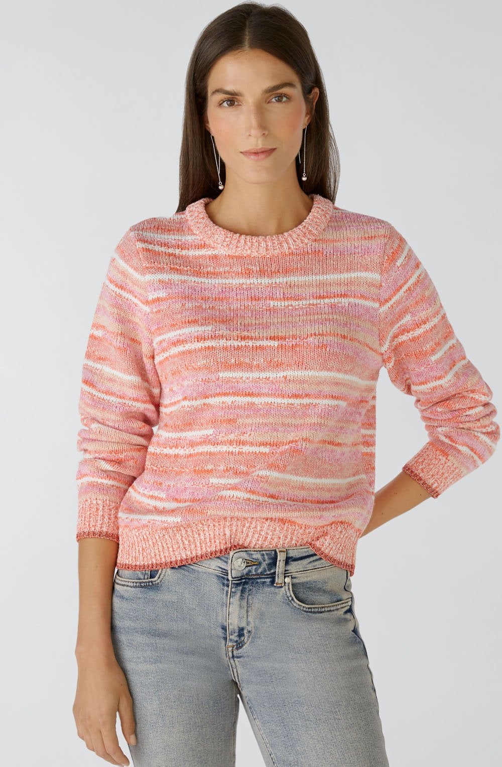 Apricot Red Striped Relaxed Jumper