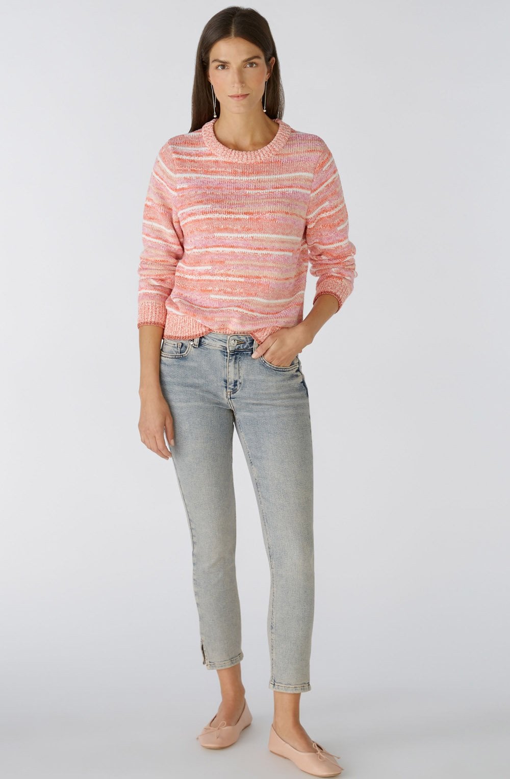 Apricot Red Striped Relaxed Jumper