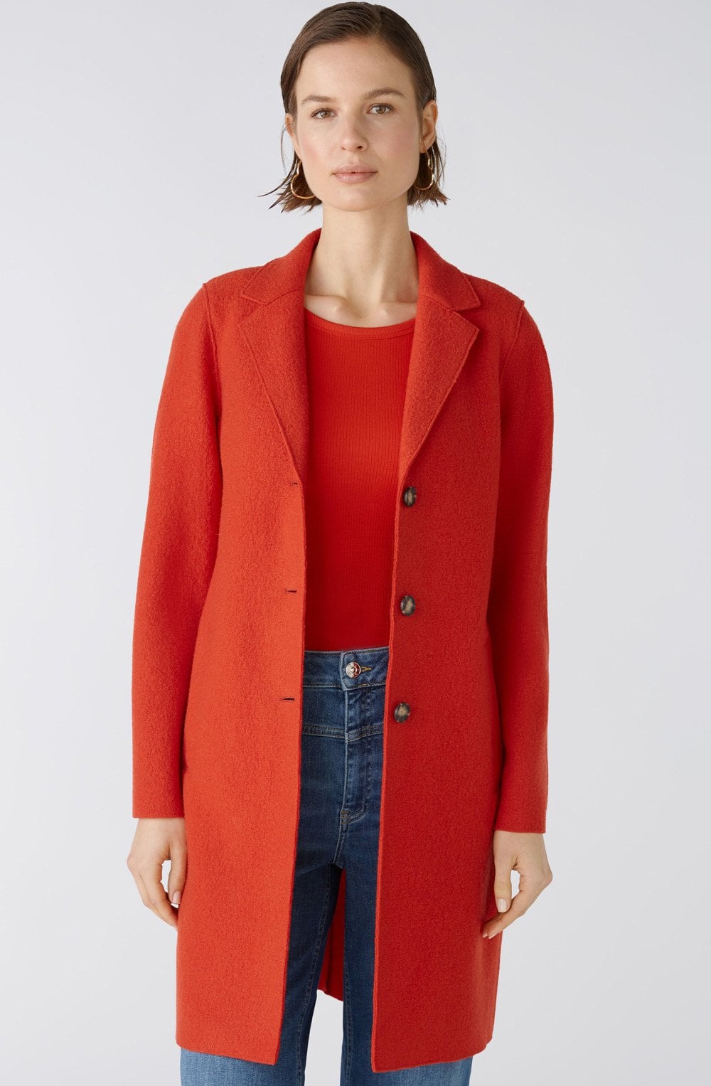 Aura Orange Boiled Wool Coat