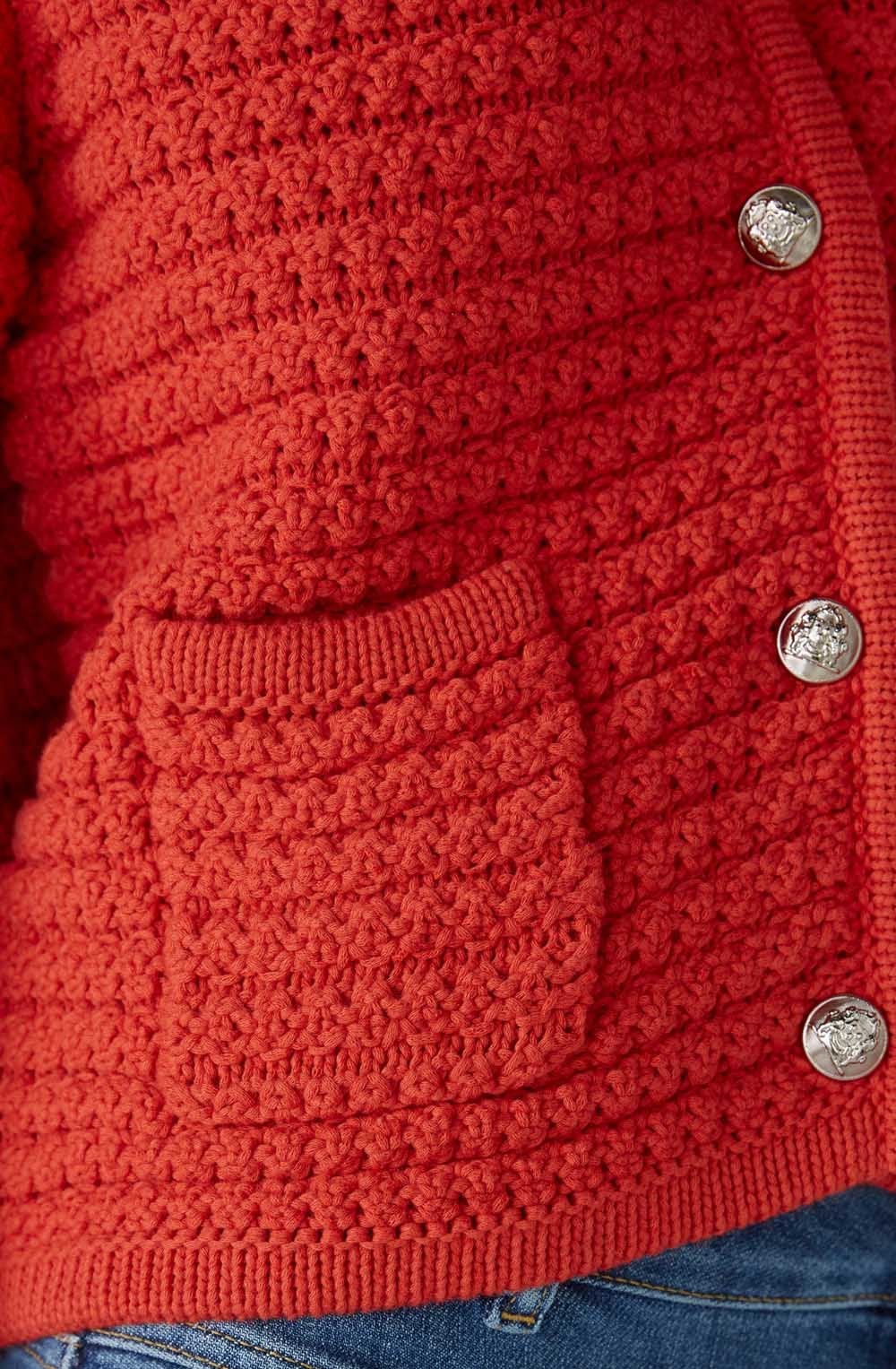 Aura Orange Red French Style Cardigan